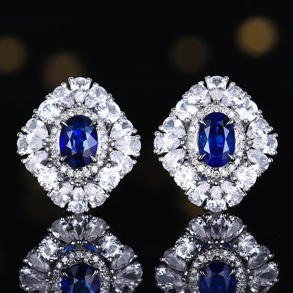 Royal Blue Sapphire Stud Earrings